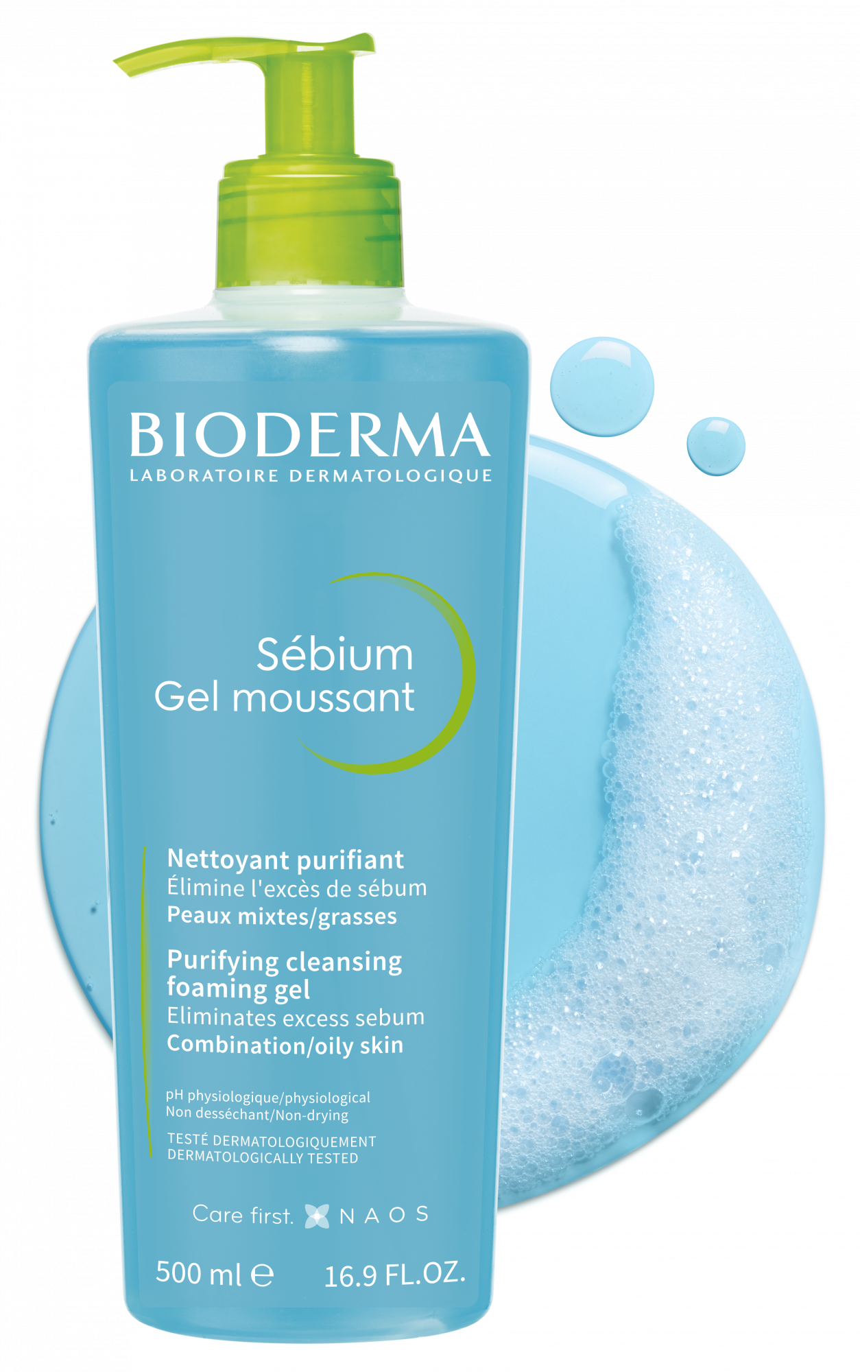 Bioderma Sebium Foaming Gel 16.9 fl oz 500 ml. Facial Cleanser