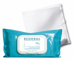 BIODERMA product photo, ABCDerm H2O Wipes x60 baby, children, kids skin care, cleansing wipes, towelettes